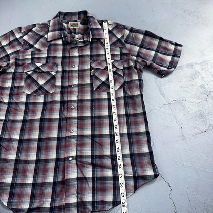 Levis VTG 1980s Pearl Snap Button Shirt Mens L Plaid 80s Cowboy Shirt Korea SS