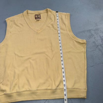 Tommy Bahama VTG Mens V-Neck Sleeveless Sweater Vest Silk Cotton Yellow L 90s