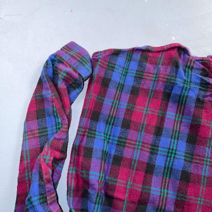 VTG Five Brother Shirt Mens XL Shadow Plaid Flannel USA Red 1980s 80s Blue Red