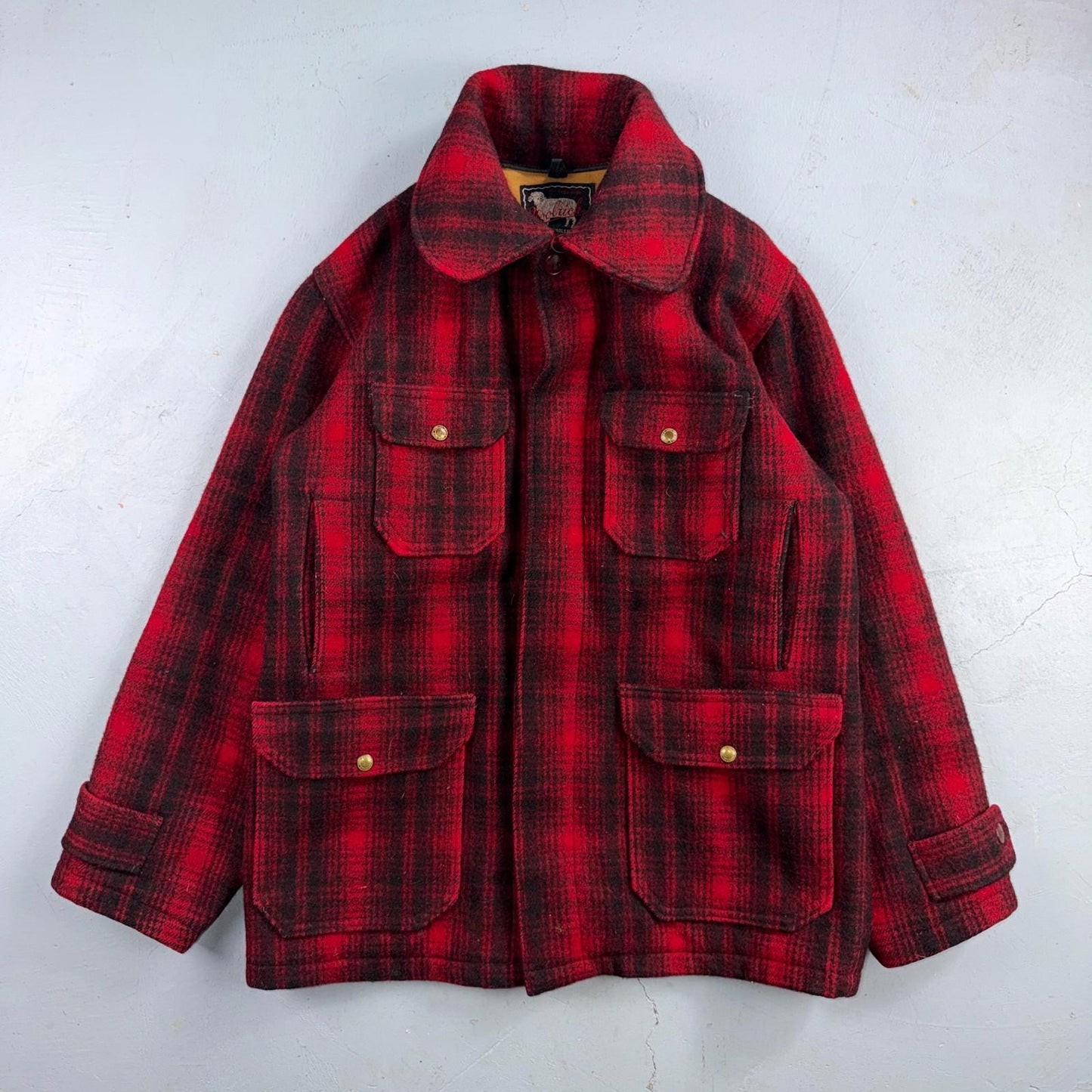 Vintage Woolrich Mackinaw Jacket 1940s Buffalo Plaid Hunting Wool Coat 40s Chore