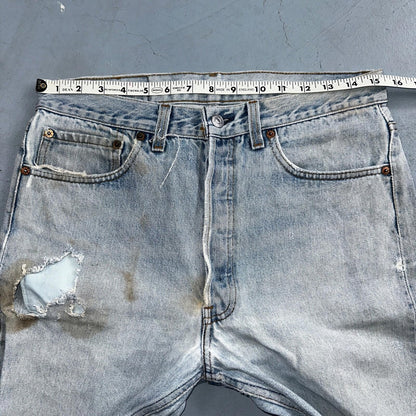 Levis 501 Vintage 90s USA XX Straight Leg Jeans Blue Light Wash 34x36 Act 31x32