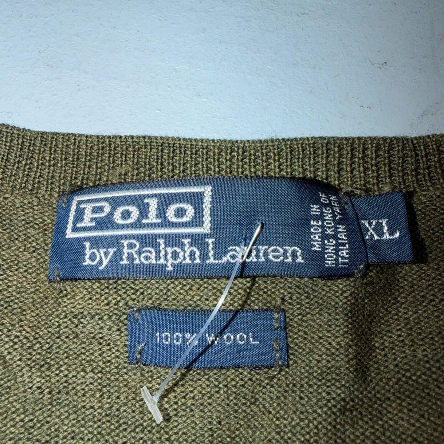 Polo Ralph Lauren Wool Sweater V-Neck Mens Size XL Green VTG Pullover