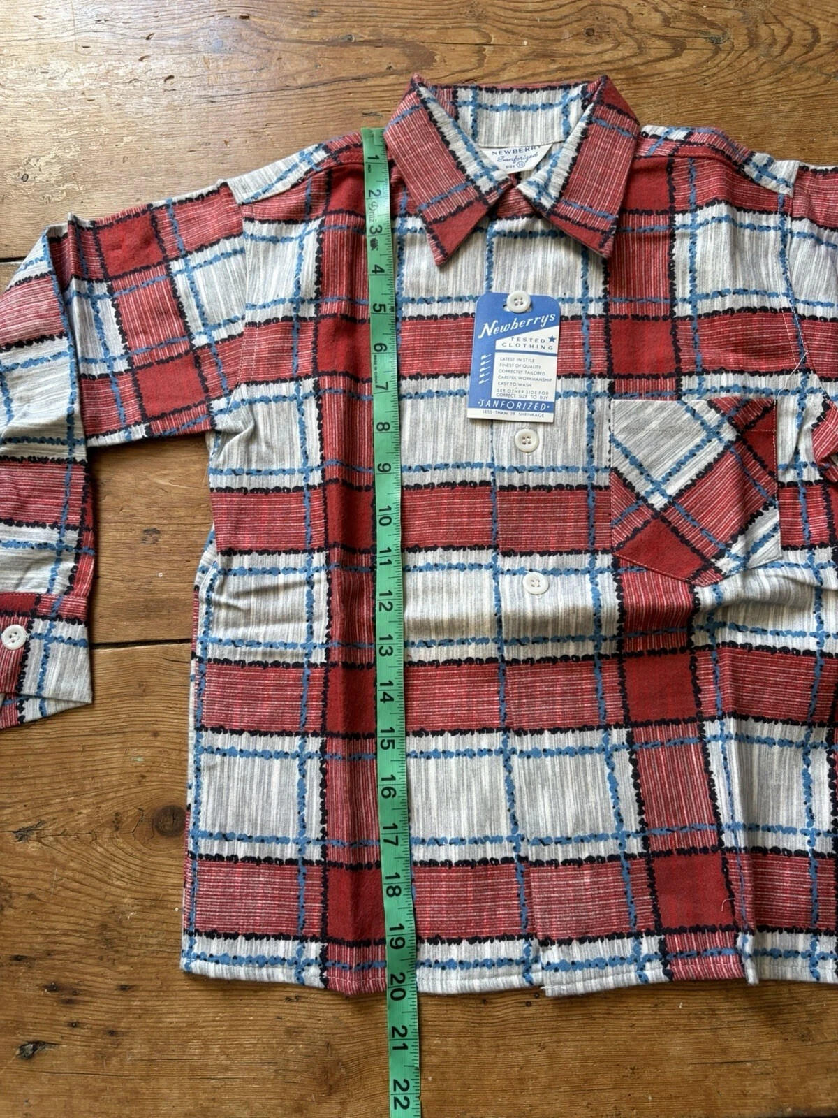 VTG 1950s NOS Plaid Flannel Boys Shirt Lot Newberry Rockabilly Size 10 RARE 50s