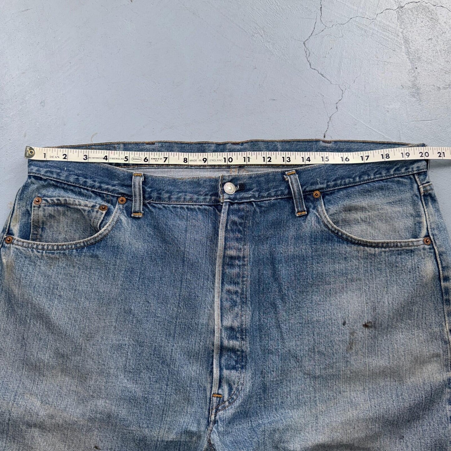 Levis 501 Vintage 70s SS Redline Selvedge USA Jeans Light Wash 44x34 Act 40x30