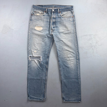 Levis 501 Vintage 80s USA XX Straight Leg Jeans Blue Light Wash 38x36 Act 35x31