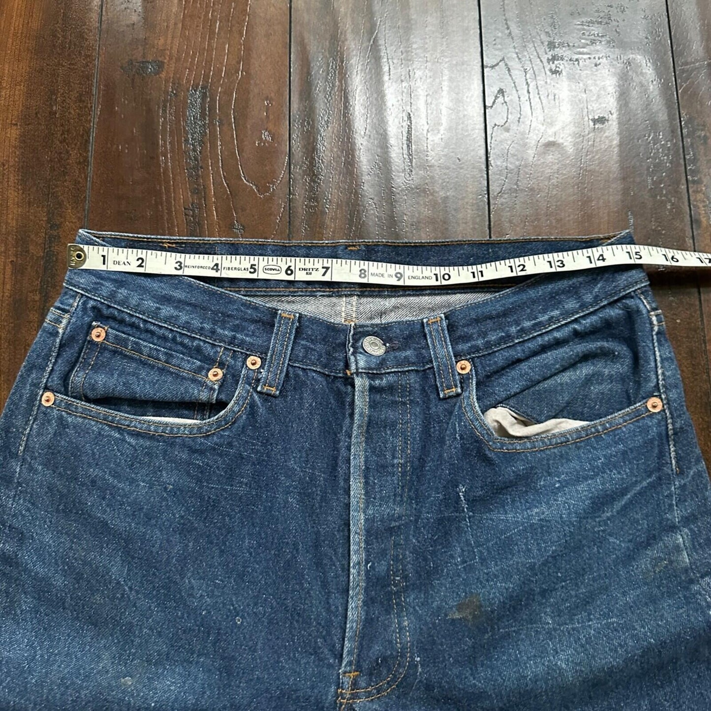 VTG 90s Levis 501 Button Fly 33x36 USA Tag Jeans Straight Wash Blue XX Act 30x31