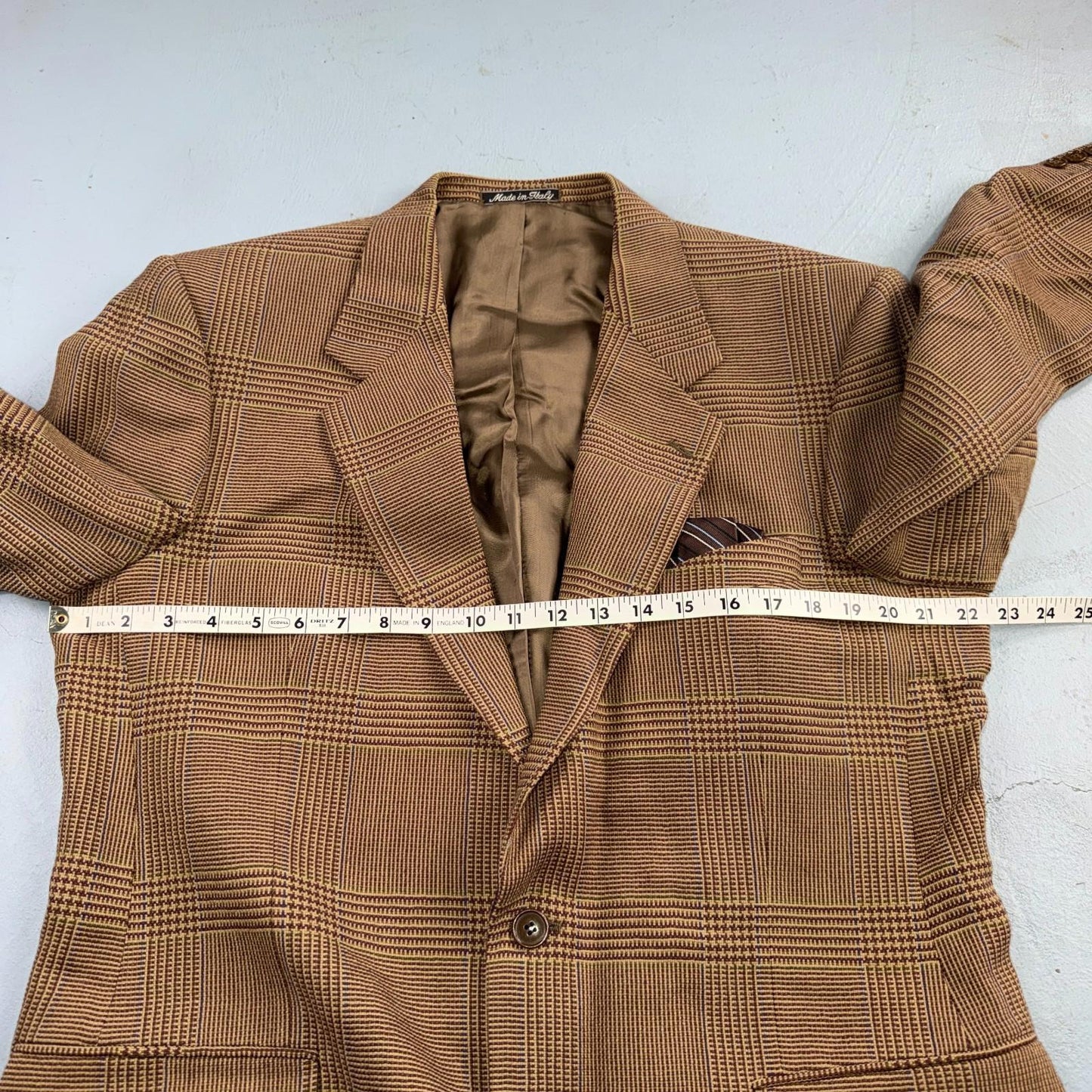 Christian Dior VTG Blazer Mens Brown Plaid Suit Jacket Sport Coat Monsieur 42
