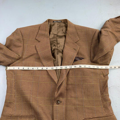 Christian Dior VTG Blazer Mens Brown Plaid Suit Jacket Sport Coat Monsieur 42