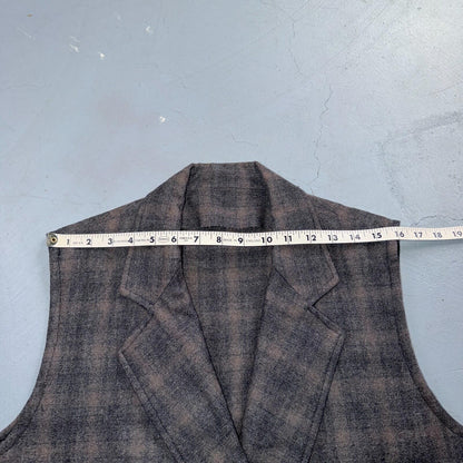 VTG 1960s Hippie Sleeveless Plaid Duster Blazer Jacket Gray Shadow Rockabilly