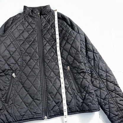 Nike Jacket VTG Womens M Black Quilted Full Zip Mock Neck Pockets Y2K 2000s