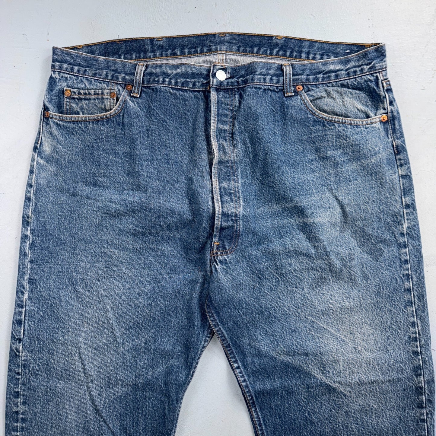 Levis 501 Vintage 80s USA XX Straight Leg Jeans Blue Med Wash 46x30 Act 41x26