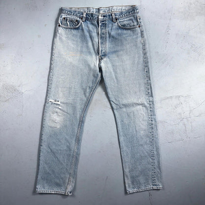 Levis 501 Vintage 80s USA XX 90s Straight Leg Jeans 38x34 Light Wash Act 34x29