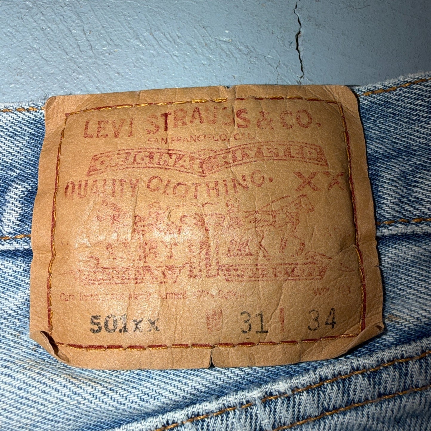 Levis 501 Vintage 90s Y2K XX Straight Leg Jeans Blue Light Wash 31x34 Act 29x29