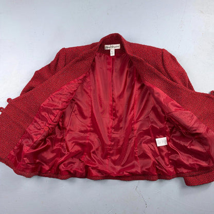 VTG 90s Norm Thompson Womens Red Jacket Blazer Wrap Wool Size 12 Casual Chic