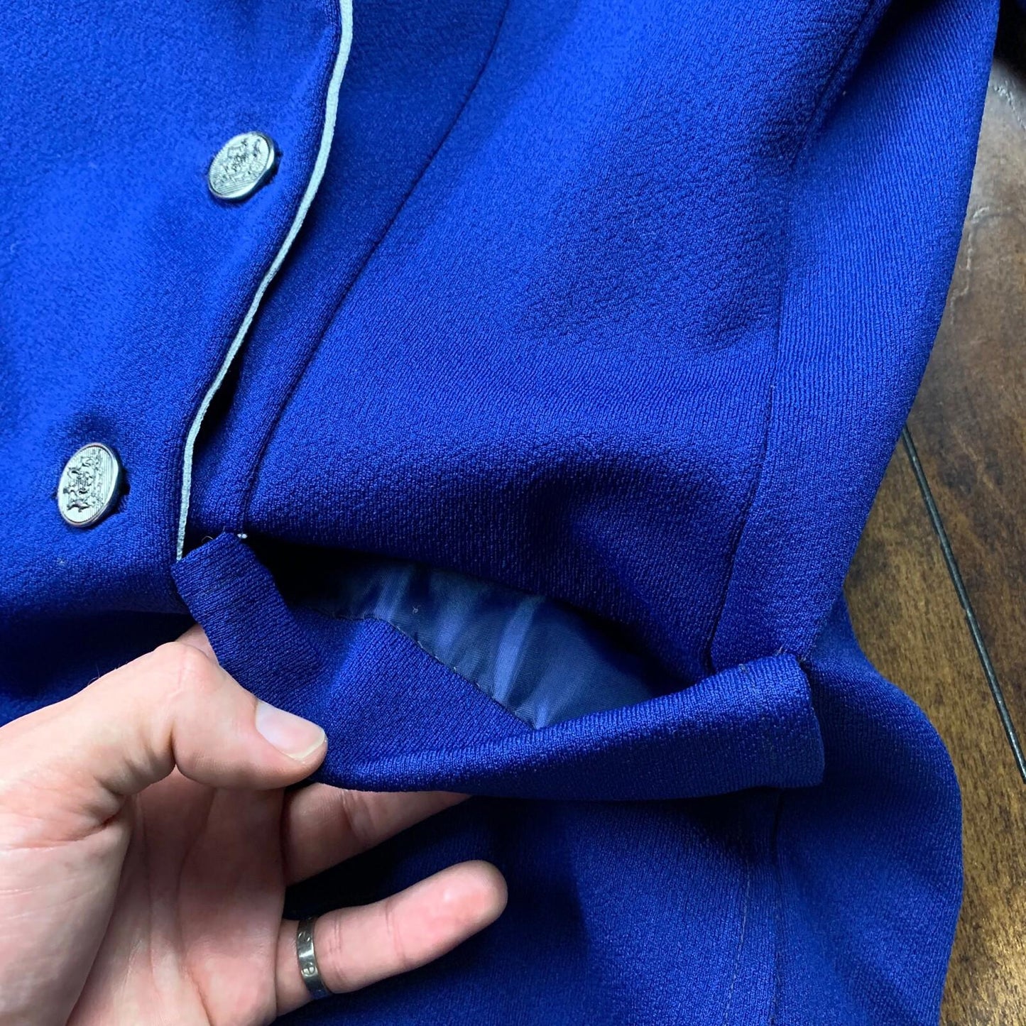 Vintage USA Rockabilly Womens Dress Jacket Blue 60s 70s Top Blazer Sanforized