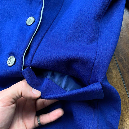 Vintage USA Rockabilly Womens Dress Jacket Blue 60s 70s Top Blazer Sanforized
