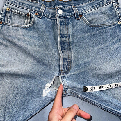 Levis 501 Vintage 90s XX Straight Leg Mexico Jeans 34x36 Light Wash Act 31x30