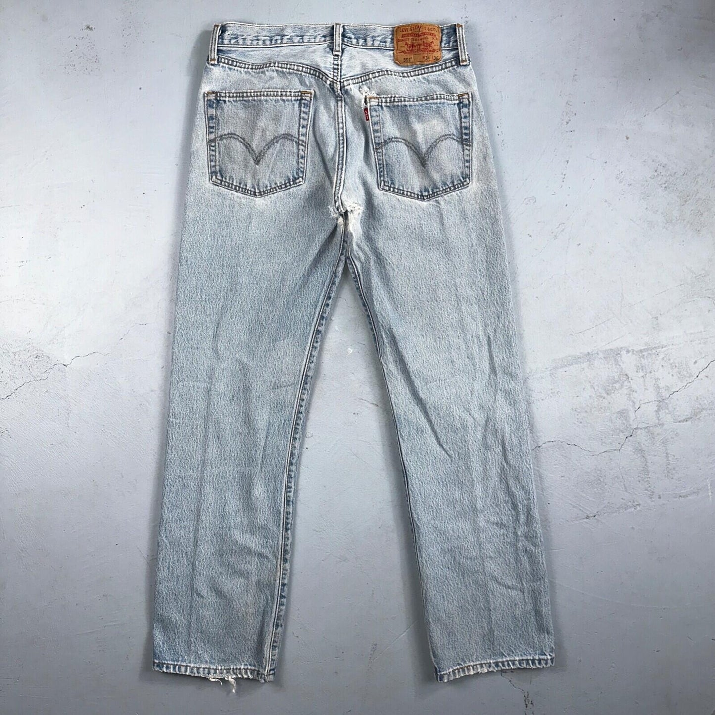 Levis 501 Vintage 90s USA XX Straight Leg Jeans Blue Med Wash 34x36 Act 31x31
