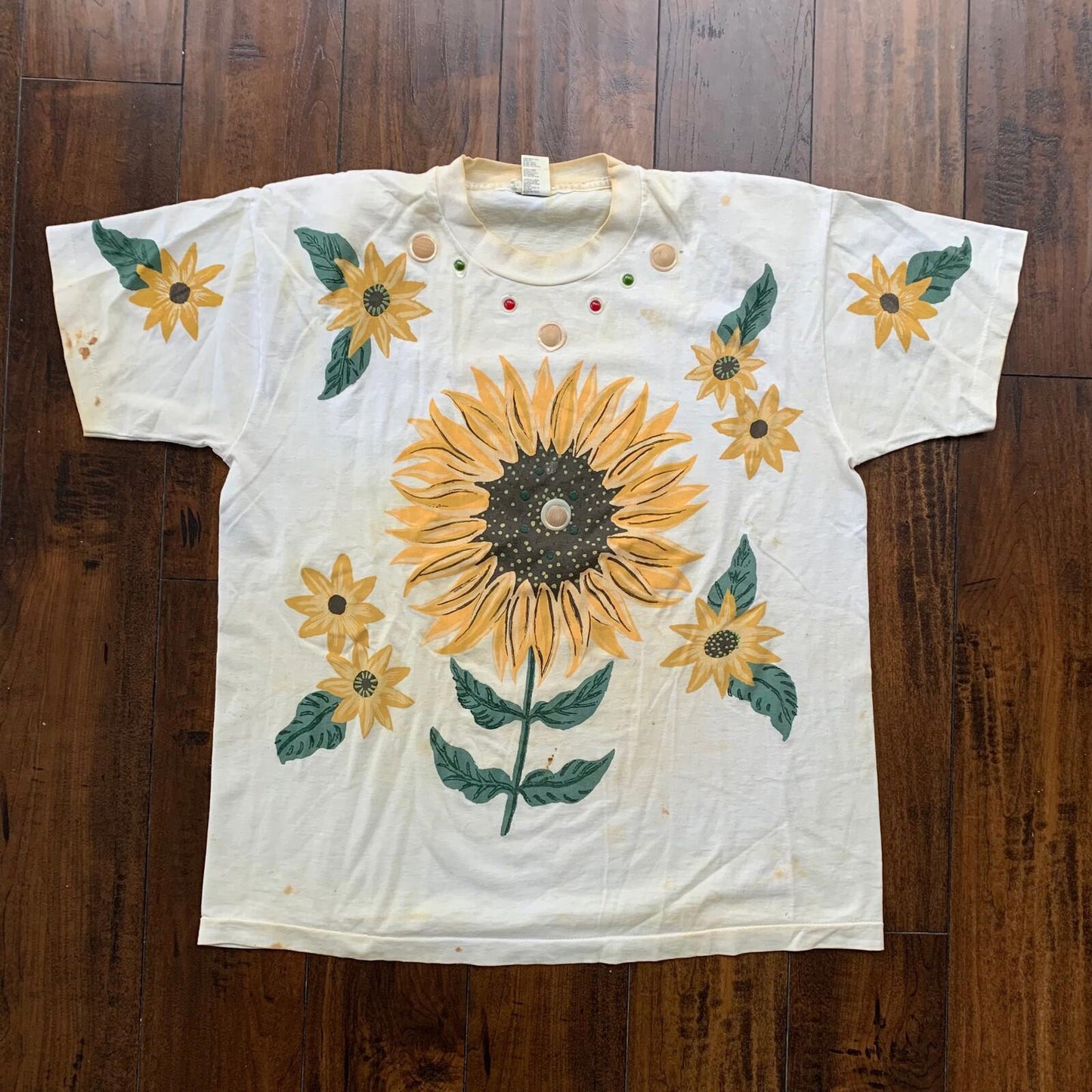 Sunflower Vintage T Shirt Custom Art Sun Summer Jewels Hipster Rap Custom