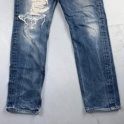 Levis 501 Vintage 90s USA XX Straight Leg Jeans Blue Thrashed 35x36 Act 33x32