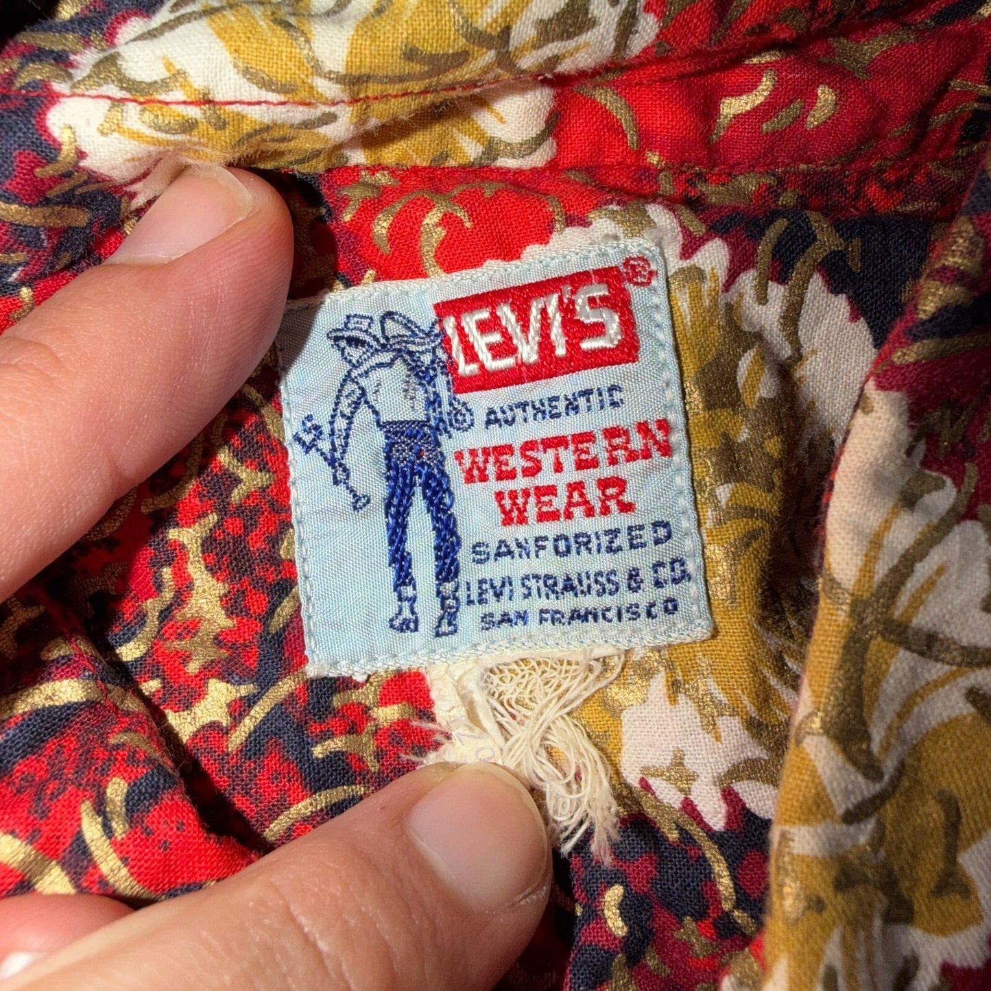 VTG 50s Levis Western Wear Floral Paisley Pearl Snap Button Shirt Rockabilly