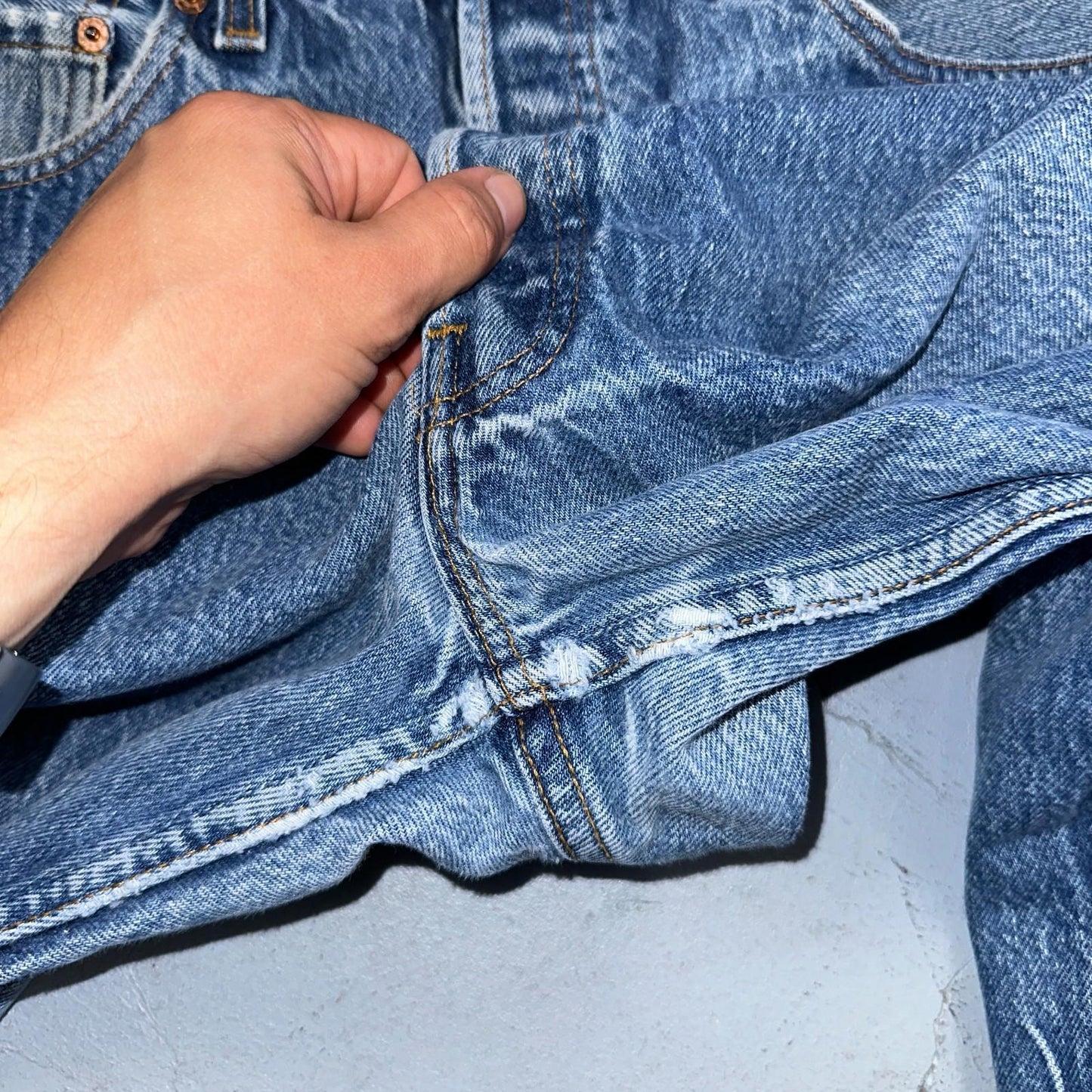 Levis 501 Vintage 90s USA XX Straight Leg Jeans Blue Med Wash 35x34 Act 32x30
