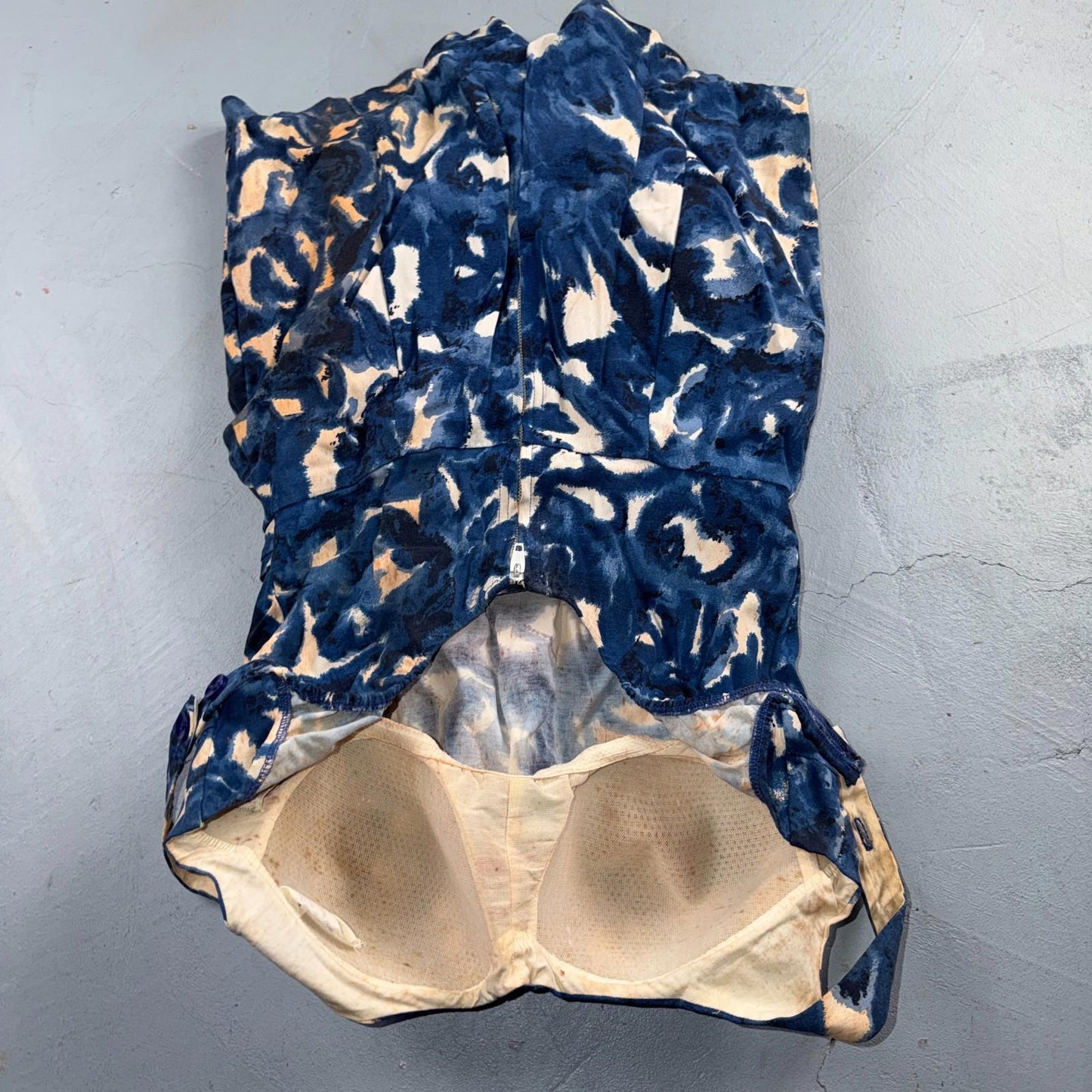 VTG 1950s Women’s Blue Skort Dress Swimsuit California Rockabilly Swim Bodysuit
