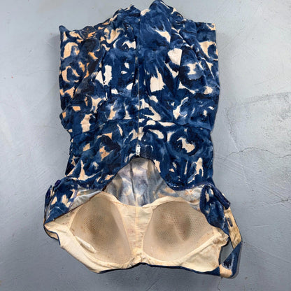 VTG 1950s Women’s Blue Skort Dress Swimsuit California Rockabilly Swim Bodysuit