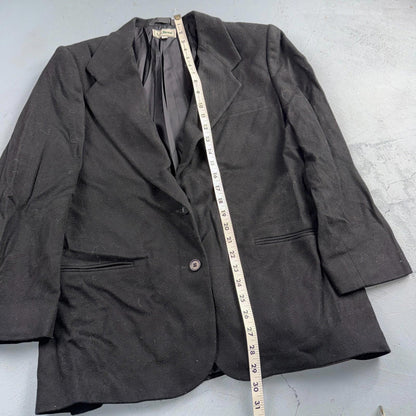VTG LL Bean Blazer Womens 12P Black Wool Cashmere Blend 2 Button Jacket