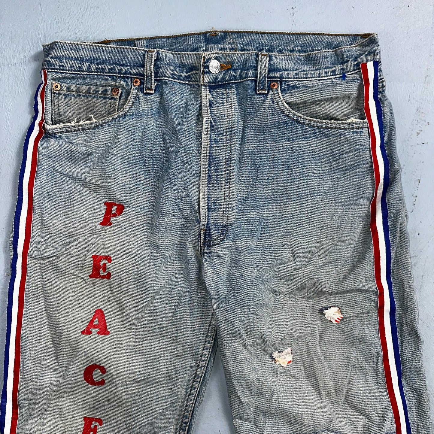 Levis 501 Vintage 90s USA XX Straight Leg Jeans Blue Custom Love 36x34 Act 33x32