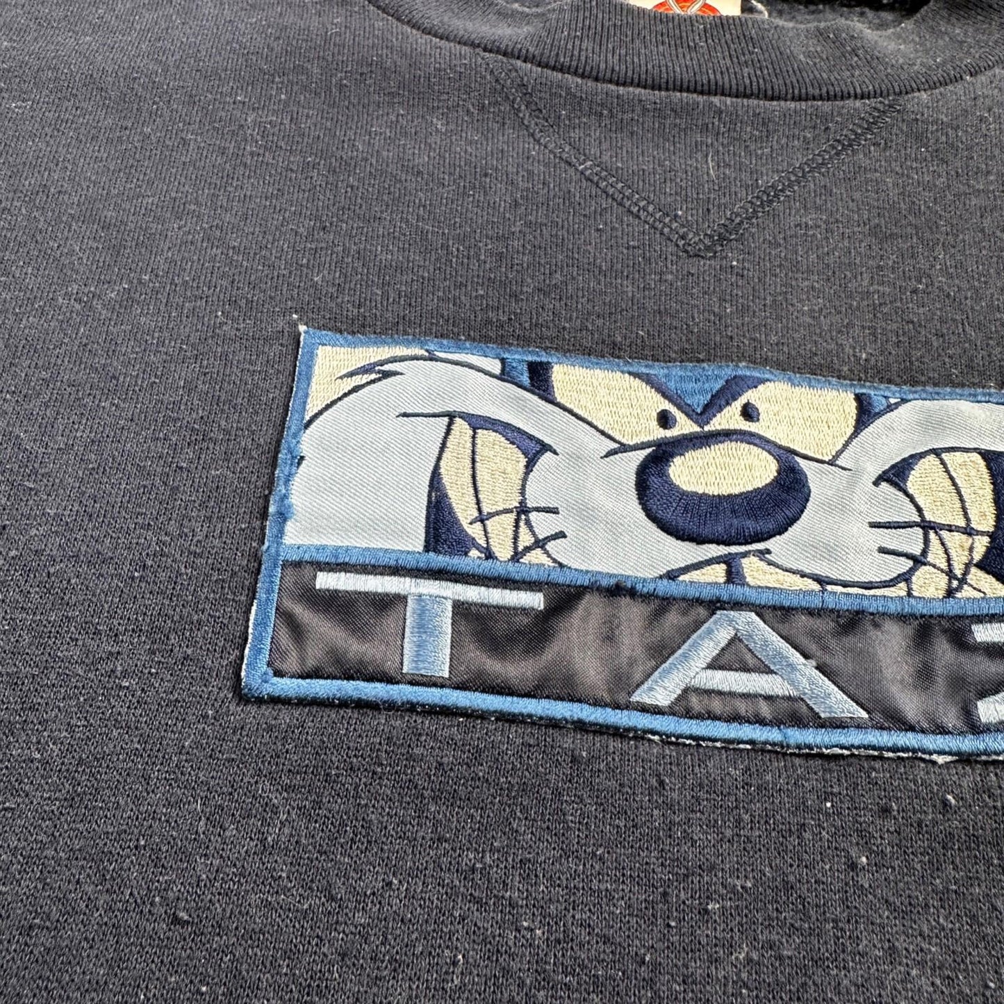 Looney Tunes TAZ 90s USA Sweatshirt VTG Crewneck XL Navy Cartoon Bugs Bunny