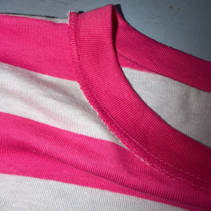 Playboy 90s Striped VTG T Shirt Pink Gray Crop Top Cute Summer Y2K Boxy Fit