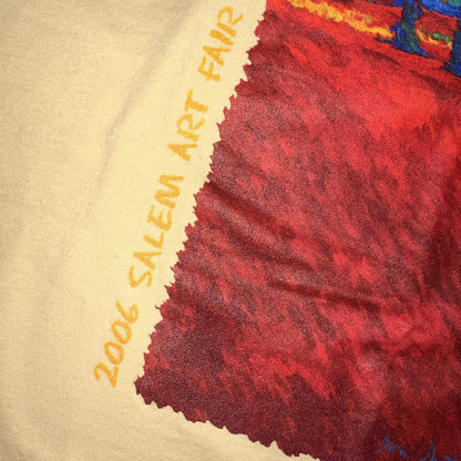 Salem Art Festival Oregon Vintage T Shirt 2006 Y2K Gildan Yellow Trees Abstract