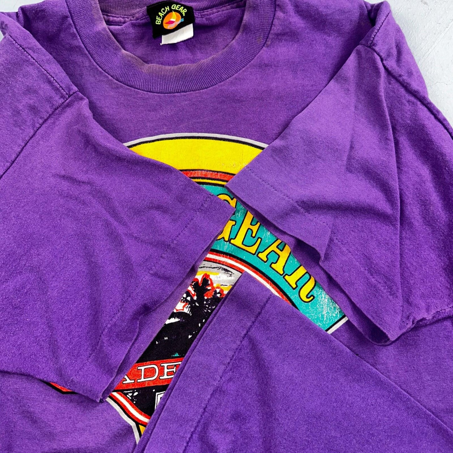 Beach Gear Purple VTG T Shirt Single Stitch Volleyball Sports Hot Summer Swim