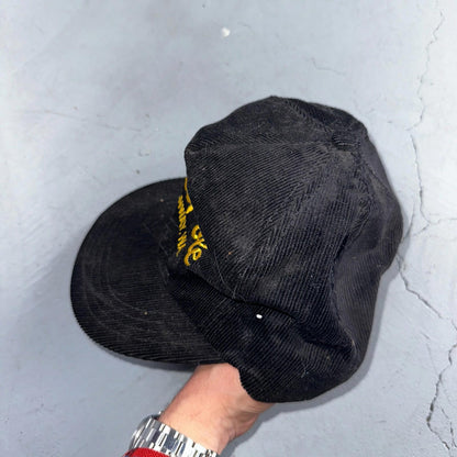 Conway Washington Bell Pole Corduroy VTG Hat Cap Snapback Black USA Hiking Truck