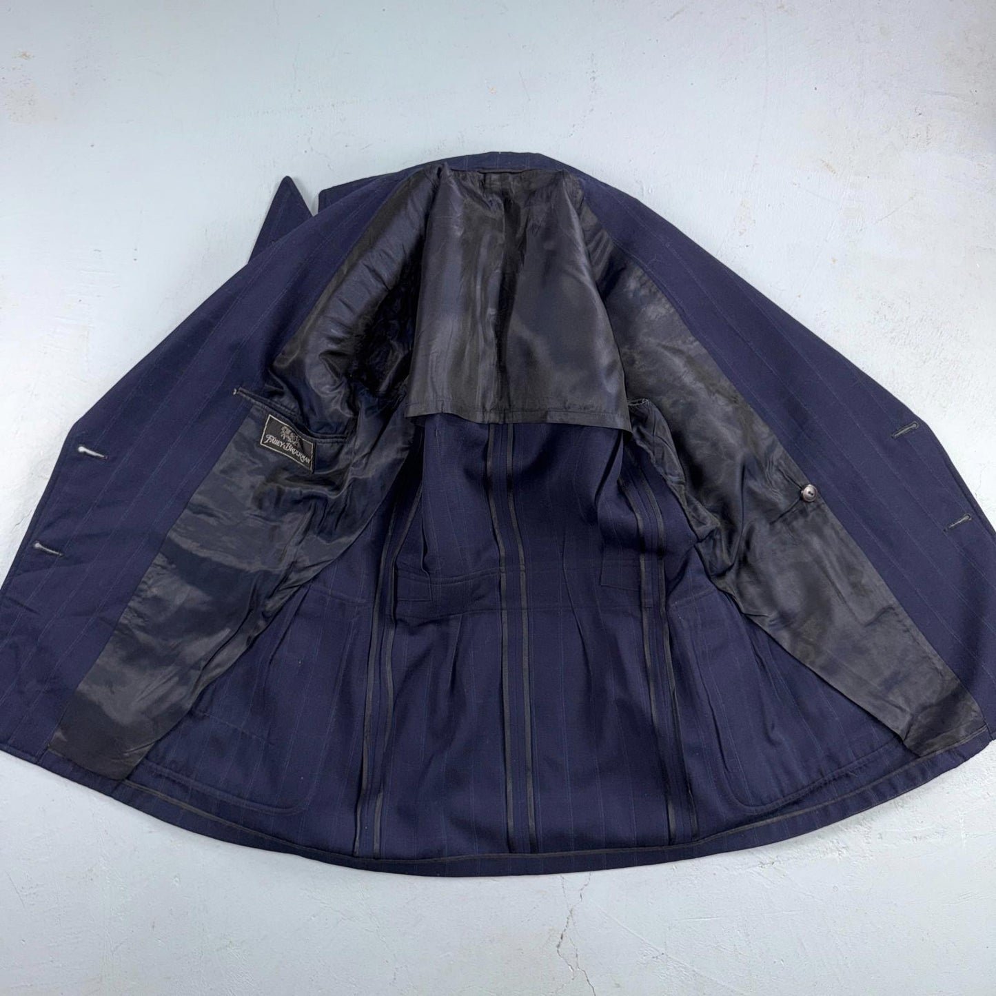 1940s 1950s VTG Mens Double Breast Suit 36 Jacket Coat Navy Union Rockabilly USA