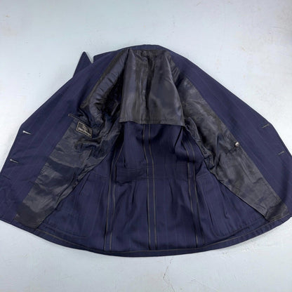 1940s 1950s VTG Mens Double Breast Suit 36 Jacket Coat Navy Union Rockabilly USA