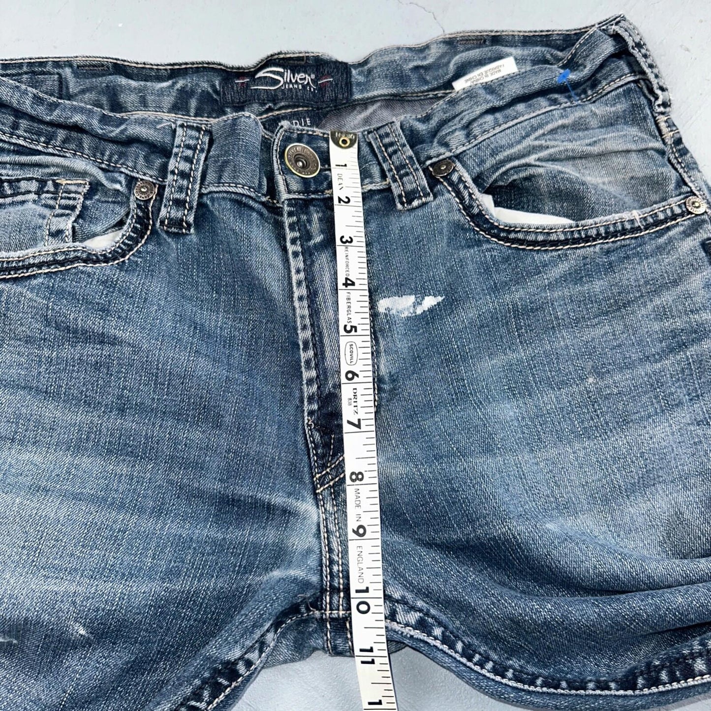 Silver Jeans Mens 34x30 Eddie Blue Denim Stretch Straight 5 Pocket Whiskering