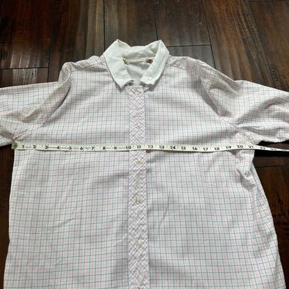 VTG 70s women's White Plaid Flannel Shirt Grunge Punk 40 Checkered jane hunt
