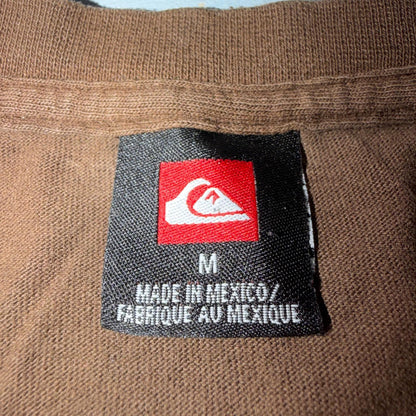 VTG Quiksilver Shirt Mens Short Sleeve Tee Brown Casual Y2K Size M Skateboard