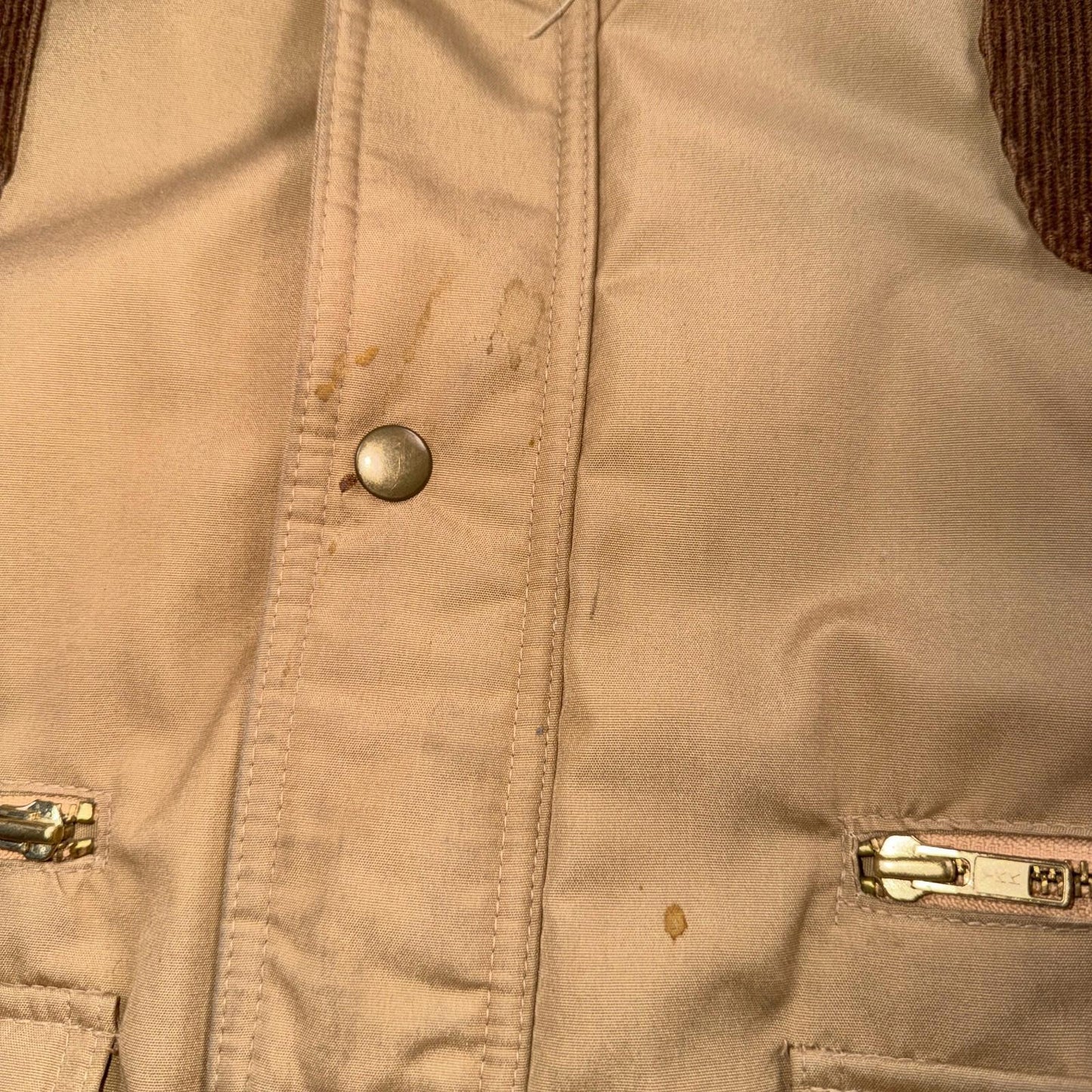Vintage Fingerhut Fashions Puffer 1970s Brown Cream Mens Ski Coat Size XL 70s