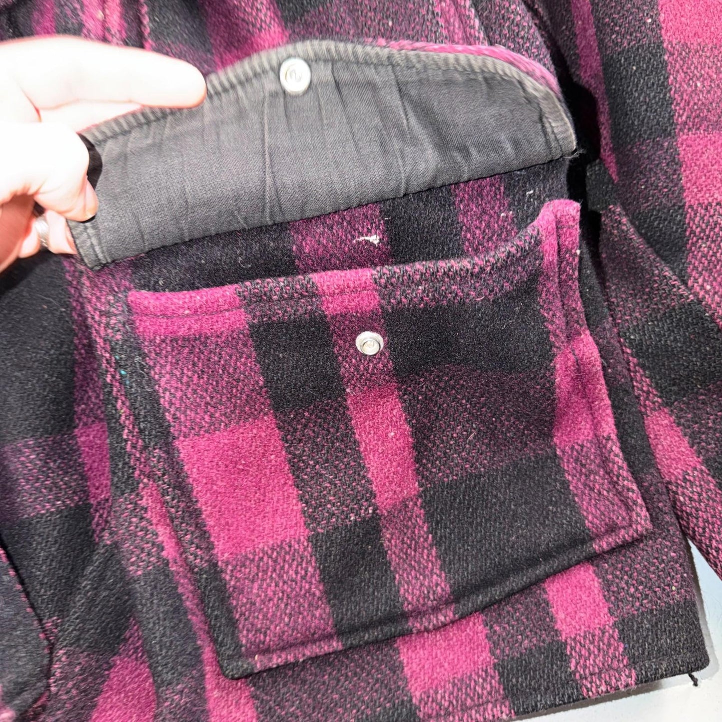 VTG 1950s Black Bear Purple Faded Double Mackinaw Wool Cruiser Jacket Filson 50s