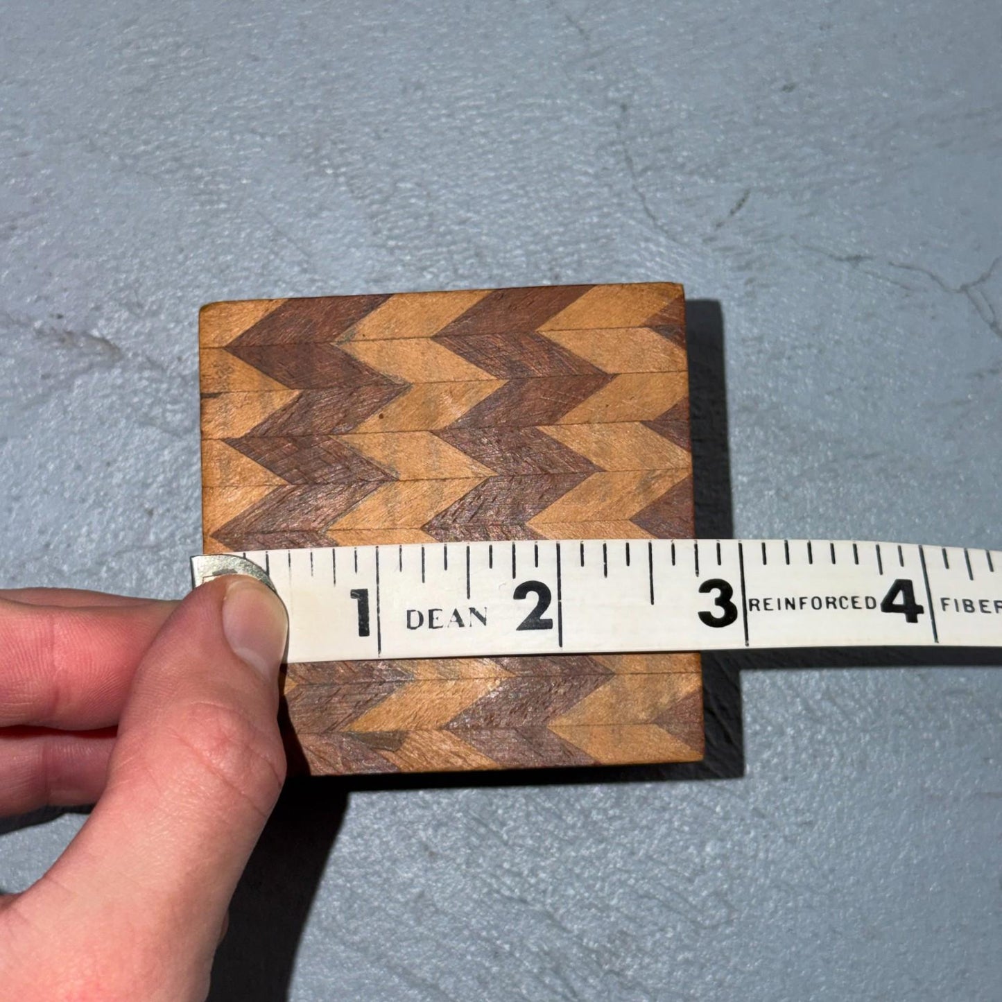 VTG Handmade Wooden Box Beautiful Wooden Square Shaped Jewelry Box Ring 60s 70s