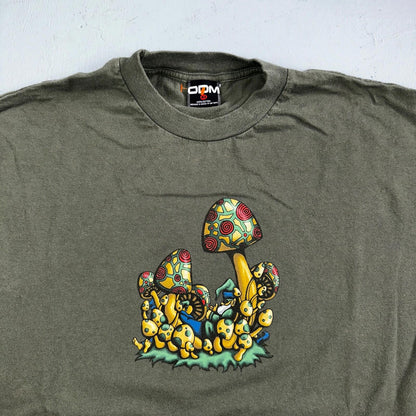 ODM Mushroom Trip VTG T Shirt Y2K Grunge Punk Rock Graphic Art Promo Shrooms
