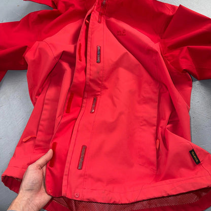 Jack Wolfskin Rain Jacket Womens XL Red Full Zip Windbreaker Outdoors Parka