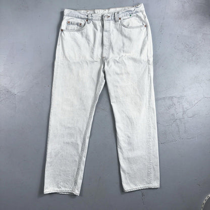 Levis 501 Vintage 90s USA XX Straight Leg Jeans White Light Wash 38x30 Act 34x29