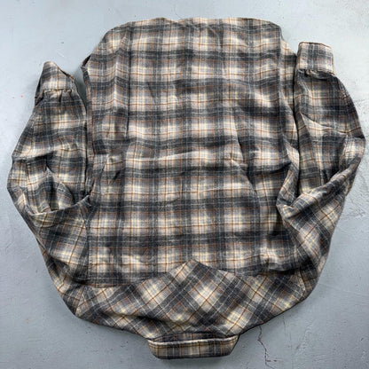 Pendleton VTG 100% Virgin Wool Western Plaid Shirt Pearl Snap Gray High Grade