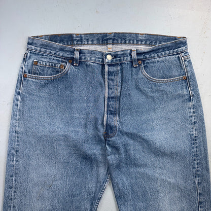 Levis 501 Vintage 80s USA XX Straight Leg Jeans Blue Light Wash 40x33 Act 38x29