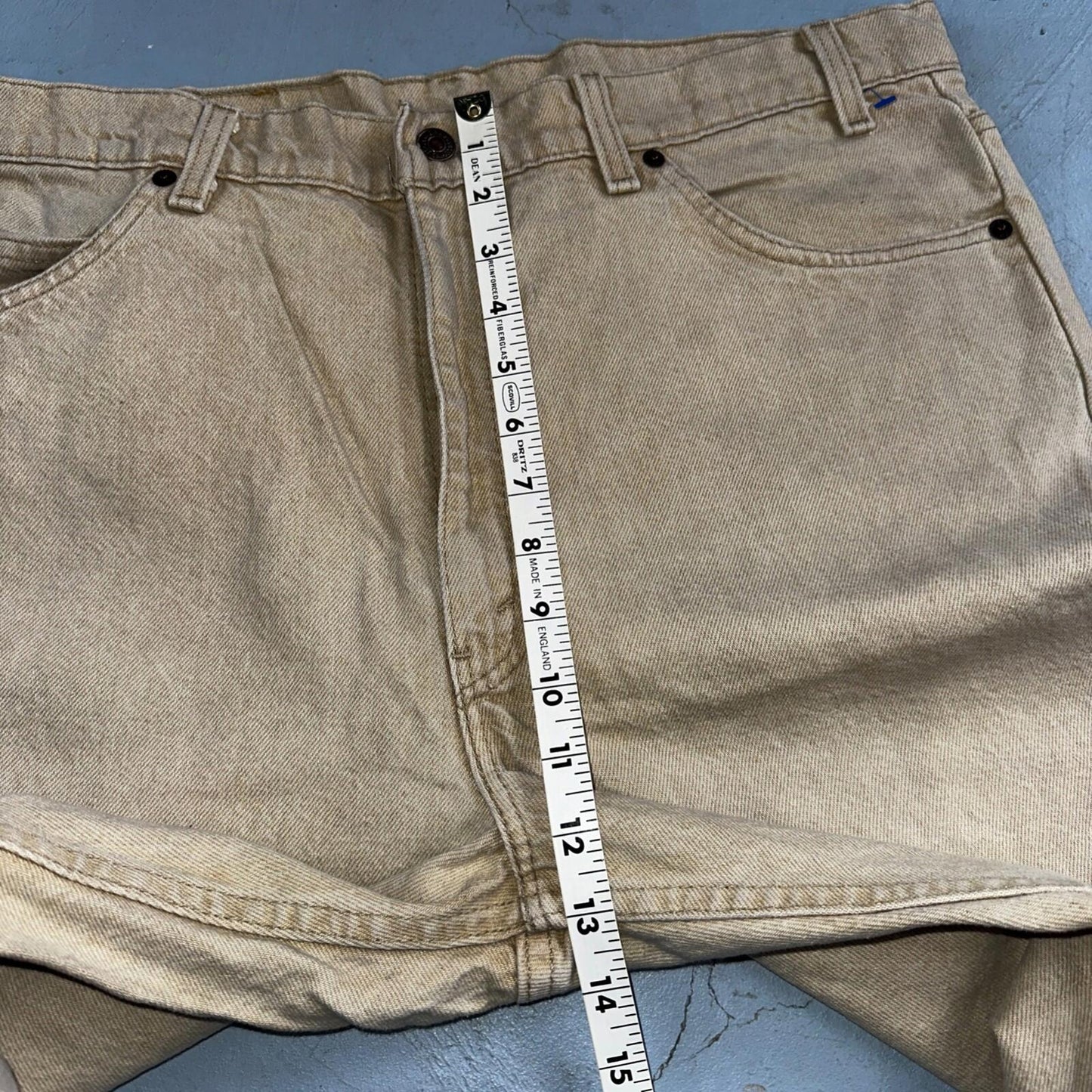 Levis 550 Vintage 90s USA Orange Tab Relaxed Tapered Leg Beige Tan Jeans 38x30