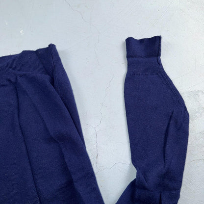 Vintage 70s Peter Storm Sweater Mens XL Navy Blue V Neck Pure Wool Knit
